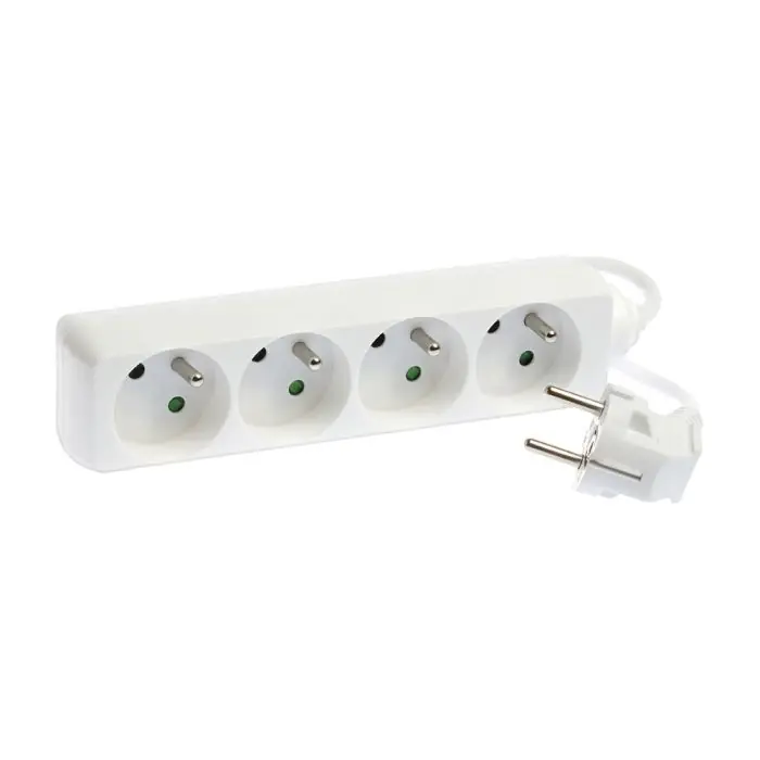 Achetez Aujourd'hui Bloc de 4 prises 2P+T sans interrupteur - câble 3G1 mm² - 1 m - blanc - Eur‘Ohm
