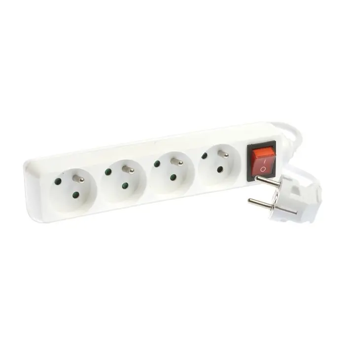 Pas Cher Bloc de 4 prises 2P+T avec interrupteur - câble 3G1 mm² - 1 m - blanc - Eur‘Ohm