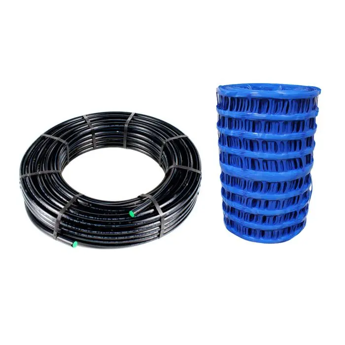 Lot de 100ml TUBE PEHD BANDE BLEU NF-PN16 Ø32x3,0 et 1 grillage avertisseur NF bleu eau potable 100mx30cm Prix Bas