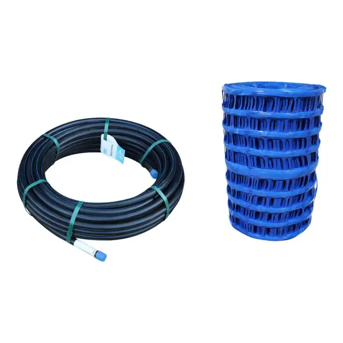 Top Vente Lot de 25ml TUBE PEHD BANDE BLEU NF-PN20 Ø25x3,0 et 1 grillage avertisseur NF bleu eau potable 25mx30cm