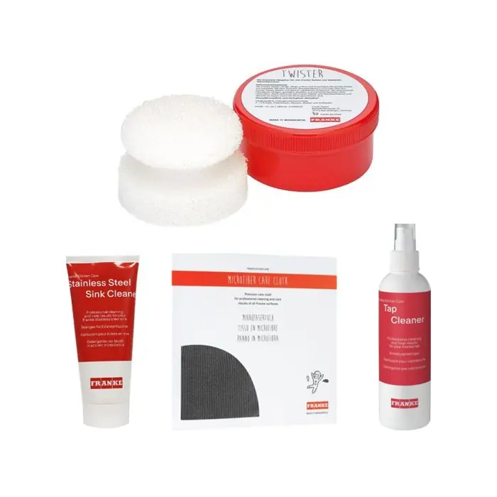 Authentique Set Inox Complet nettoyant évier Inox et mitigeur Inox + produit entretien Twister + Chiffon (308501 + 041975 + 477949) - Franke