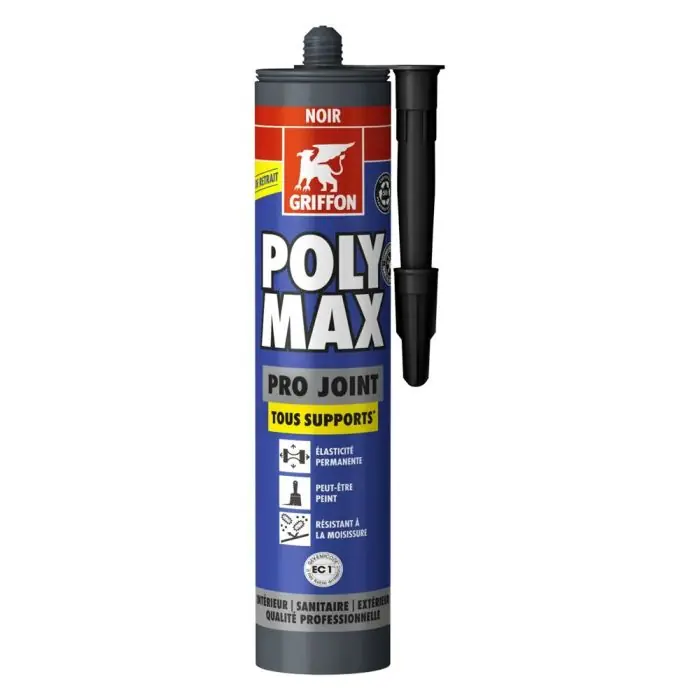 Cartouche mastic étanchéité premium 280ml Poly Max Pro Joint - Noir - Griffon France Vente Flash