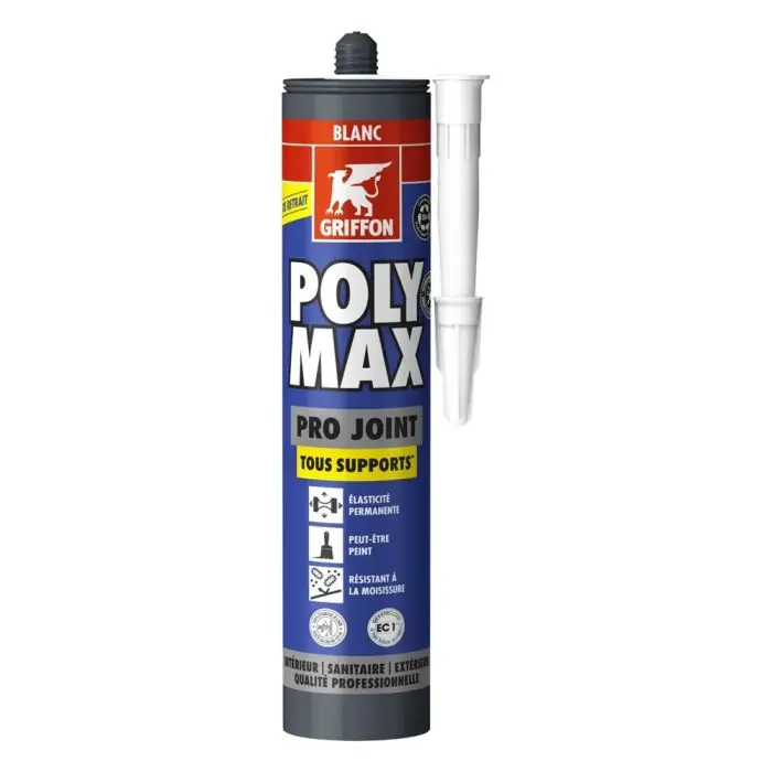 Cartouche mastic étanchéité premium 280ml Poly Max Pro Joint - Blanc - Griffon France Produit De Marque