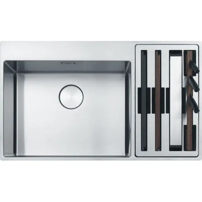 Achetez Aujourd'hui Cuves Box Center BWX 220-54-27 Inox - 860 x 510 mm - accessoires à droite - sous-meuble 90 cm - vidage automatique - Franke