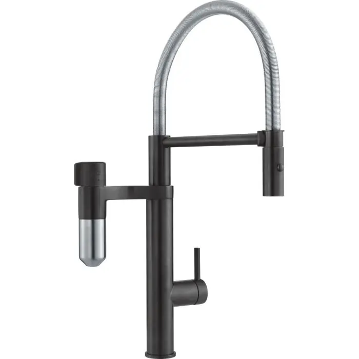 Prix Cassé Mitigeur VITAL semi pro à douchette double jet - eau filtrée - PVD Noir - + 2 cartouches - Franke