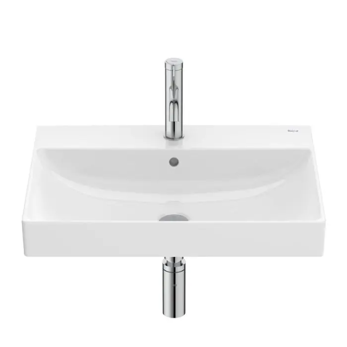 Lavabo mural Ona en Fineceramic avec jeu de fixations, 600x460 mm, blanc brillant Usine Directe
