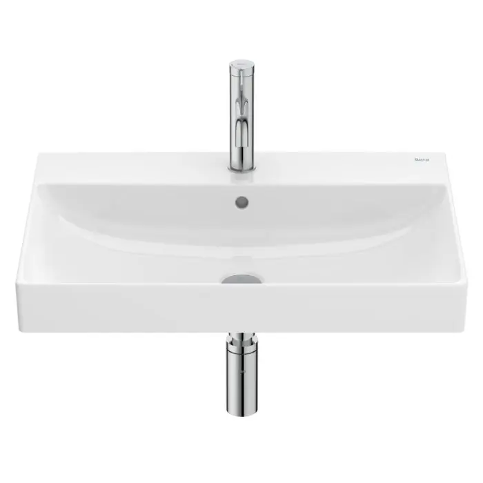 Promotion Lavabo mural fineceramic "Ona" avec jeu de fixations 650 x 460 mm - blanc brillant - Roca