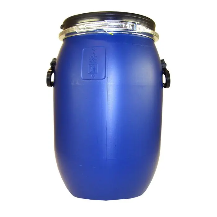 Livraison Express Fût alimentaire 30 litres bleu avec couvercle, cerclage métallique et poignées