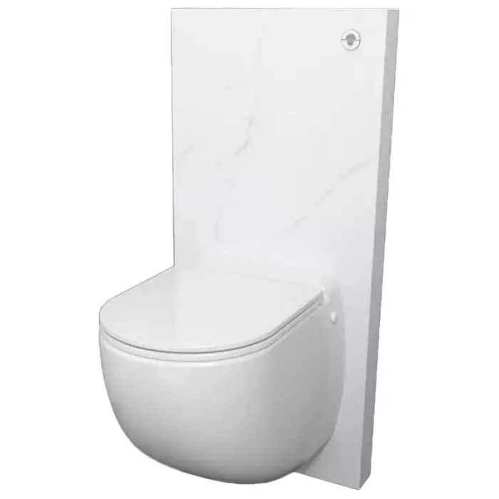 Cuvette avec broyeur et bâti support SANICOMPACT COMFORT+ avec habillage Marbre blanc carrare - SFA Quantité Limitée