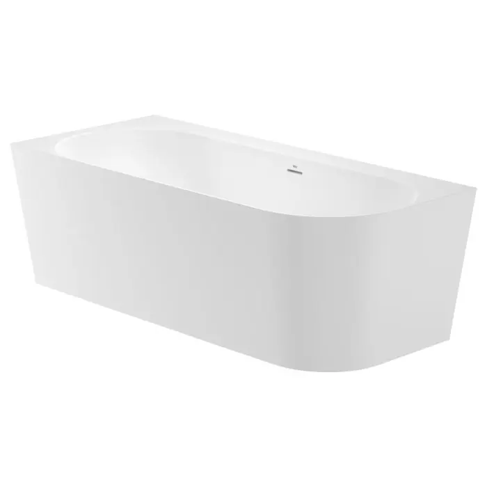 Baignoire d‘angle gauche « RAINA » 274L en Stonex avec vidage et siphon – 1700 x 750mm – Blanc – Roca Prix Promo