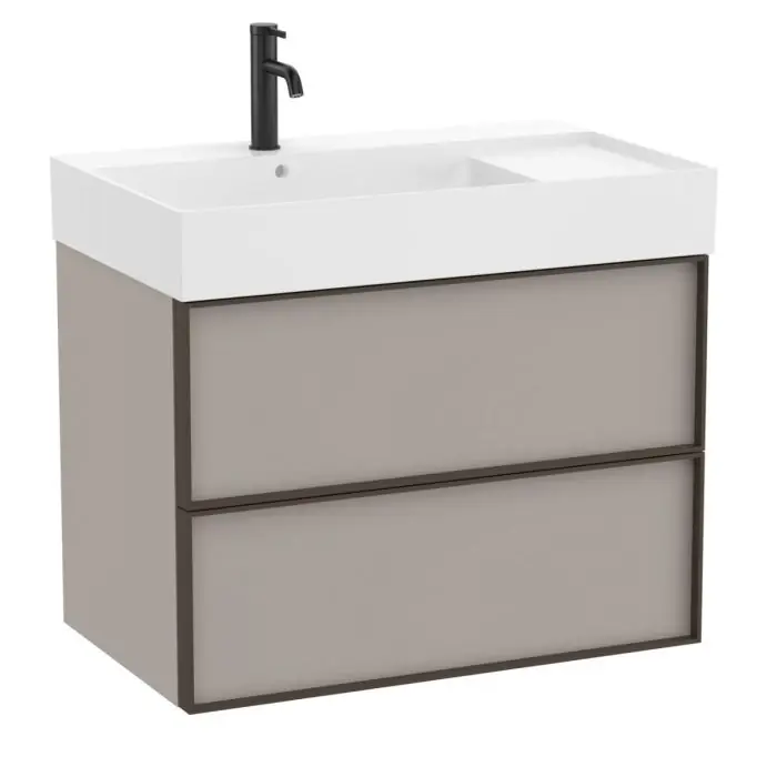 Authentique Pack meuble unik « INSPIRA » 800 – 2 tiroirs + lavabo plan en fineceramic – Gris Mat – Roca