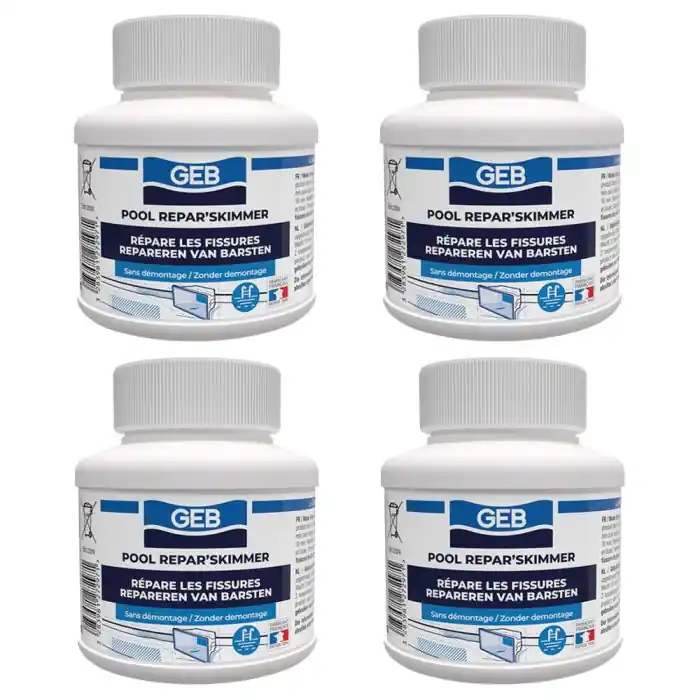 Lot de 4 Colmateurs de fissure des Skimmers "REPAR‘SKIMMER" - Pot 125ml avec pinceau (DLU 15 mois) - GEB Super Prix