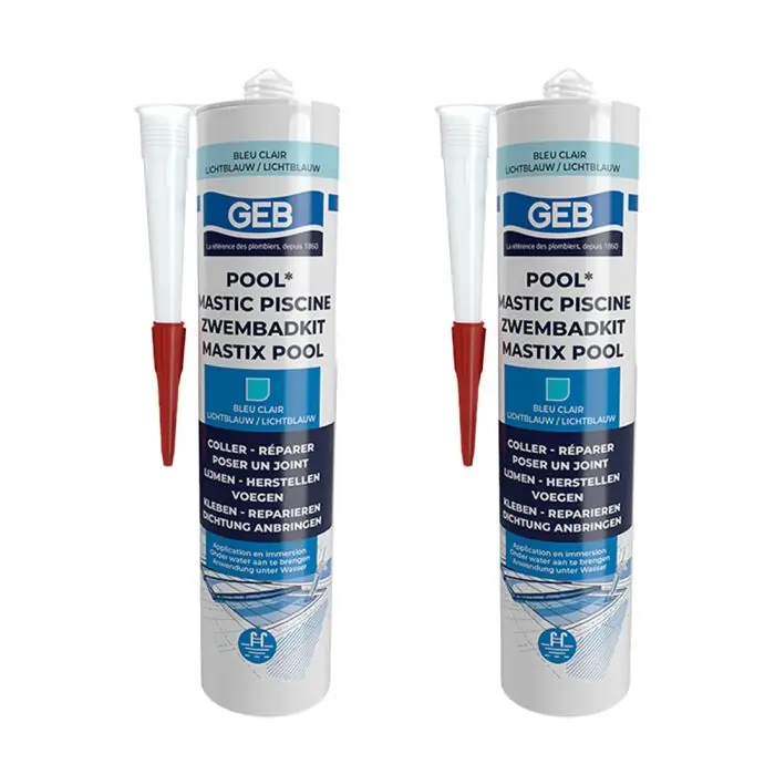 Satisfait Ou Remboursé Lot de 2 Mastics piscine POOL qualité professionnelle BLEU 290 ml - GEB