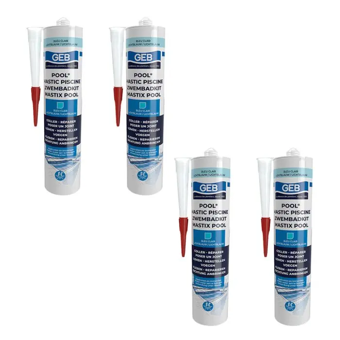 Réduction Lot de 4 Mastics piscine POOL qualité professionnelle BLEU 290 ml - GEB