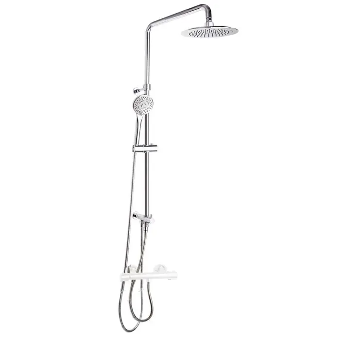 Colonne de douche Chromé rénovation avec douche de tête ronde en ABS Ø240 mm - T20002RP240 Achetez Aujourd'hui