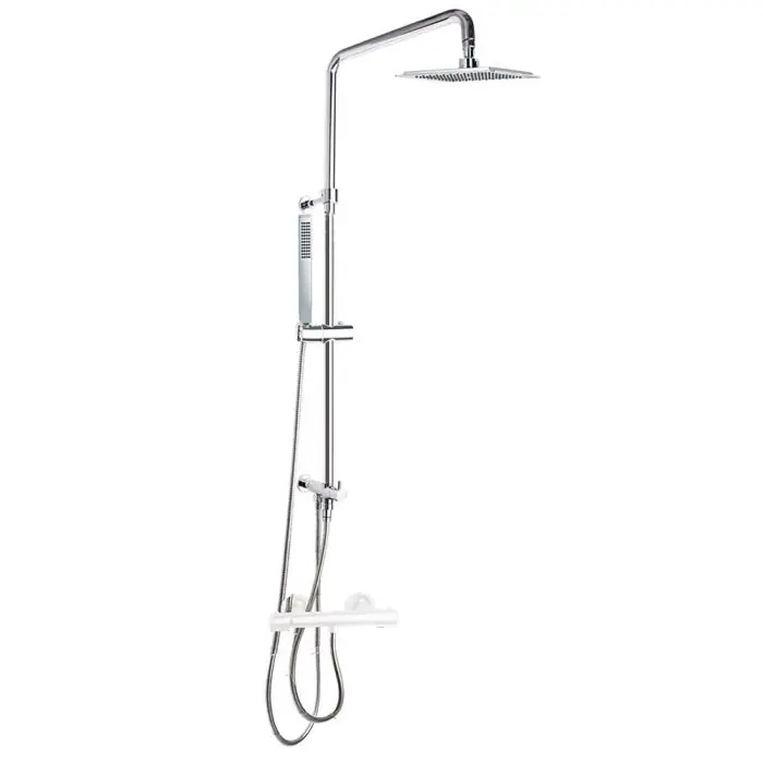 Colonne de douche Chromé rénovation avec douche de tête carré en ABS, 225 mm - T20002RPK225 Satisfait Ou Remboursé
