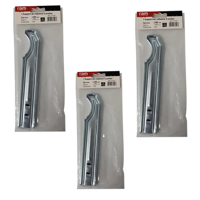 Meilleur Choix Lot de 3 supports à sceller pour radiateur en fonte type traditionnel - longueur axe 195 mm - longueur totale 230 mm - Ram