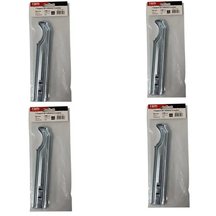 Lot de 4 supports à sceller pour radiateur en fonte type traditionnel - longueur axe 195 mm - longueur totale 230 mm - Ram Achetez Aujourd'hui