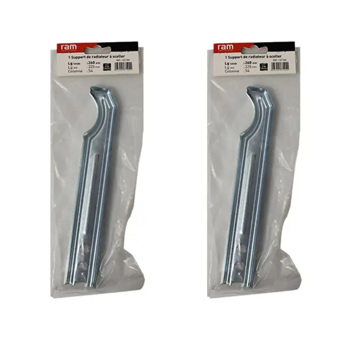 Soldes Lot de 2 supports à sceller pour radiateur en fonte type traditionnel – longueur axe 225 mm – longueur totale 260 mm – Ram