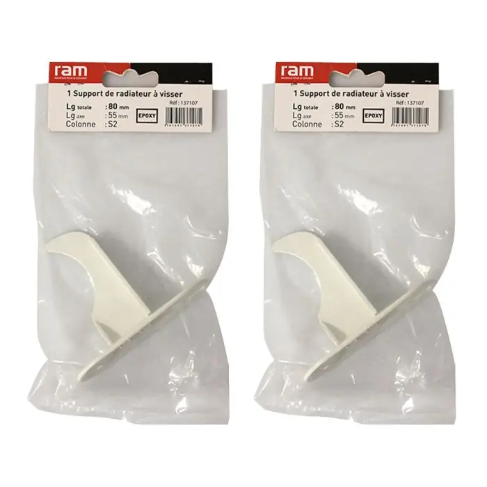 Pas Cher Lot de 2 supports à visser pour radiateur en fonte type rideau - longueur axe 55 mm - longueur totale 80 mm - Ram