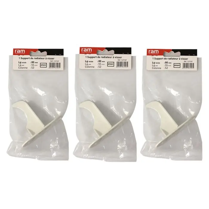 Achat Immédiat Lot de 3 supports à visser pour radiateur en fonte type rideau - longueur axe 55 mm - longueur totale 80 mm - Ram