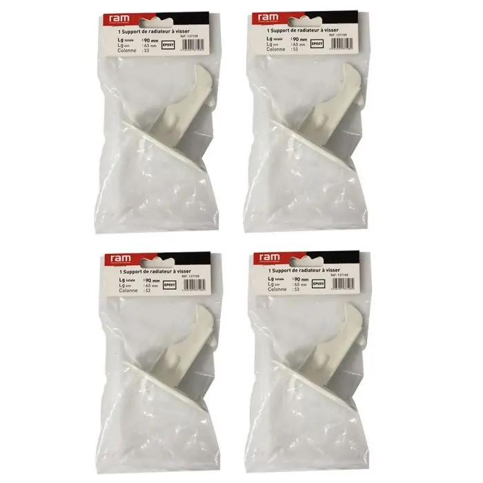 Lot de 4 supports à visser pour radiateur en fonte type rideau - longueur axe 65 mm - longueur totale 90 mm - Ram Retour Gratuit