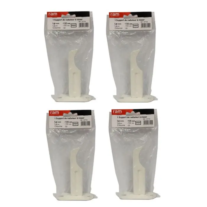 Vente Flash Lot de 4 supports à visser pour radiateur en fonte type rideau - longueur axe 105 mm - longueur totale 135 mm - Ram