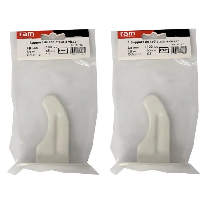 Lot de 2 supports à visser pour radiateur en fonte type traditionnel - longueur axe 65 mm - longueur totale 100 mm - Ram Vente Flash