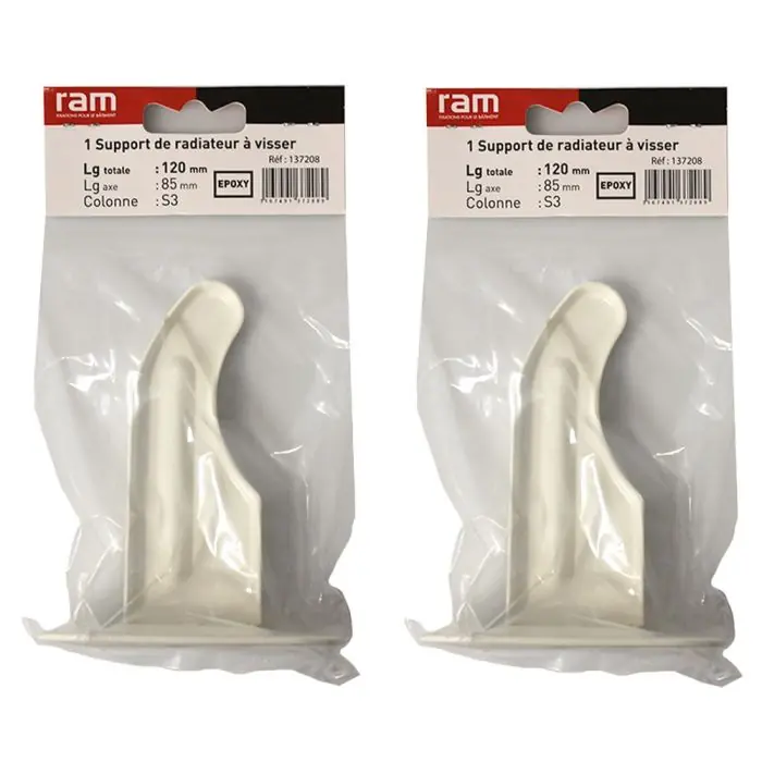 Expédié Aujourd'hui Lot de 2 supports à visser pour radiateur en fonte type traditionnel - longueur axe 85 mm - longueur totale 120 mm - Ram