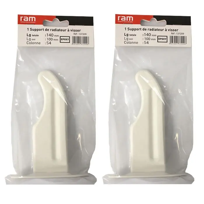 Lot de 2 supports à visser pour radiateur en fonte type traditionnel - longueur axe 100 mm - longueur totale 140 mm - Ram Réduction