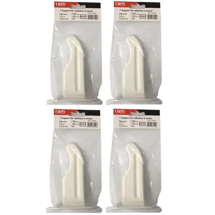 Promotion Saisonnière Lot de 4 supports à visser pour radiateur en fonte type traditionnel - longueur axe 100 mm - longueur totale 140 mm - Ram