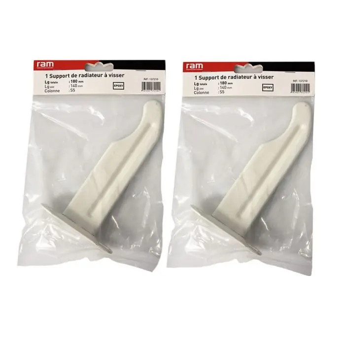 Pas Cher Lot de 2 supports à visser pour radiateur en fonte type traditionnel - longueur axe 140 mm - longueur totale 180 mm - Ram