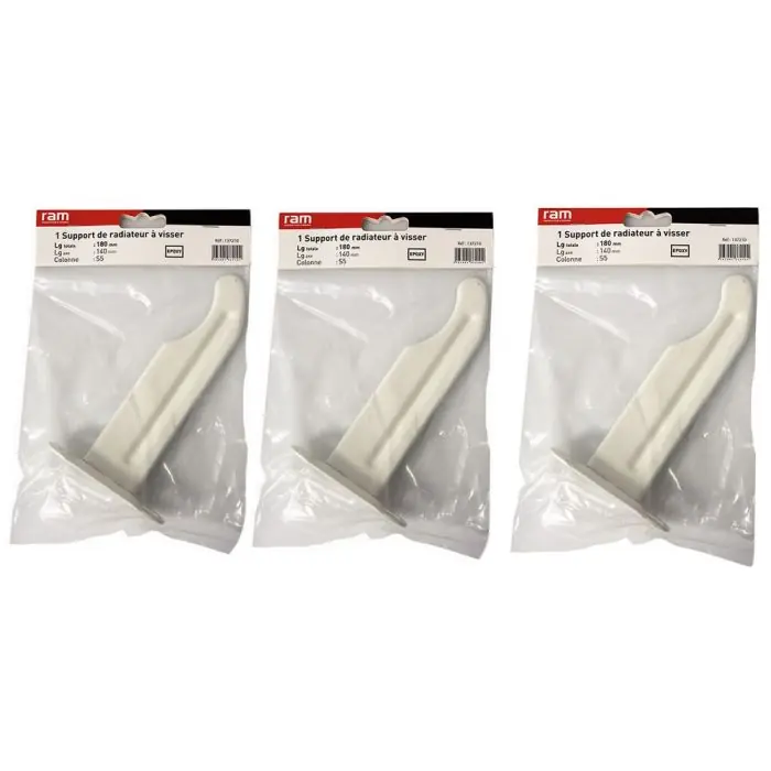 Promotion Lot de 3 supports à visser pour radiateur en fonte type traditionnel - longueur axe 140 mm - longueur totale 180 mm - Ram