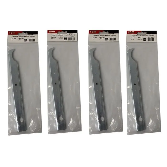 Expédié Aujourd'hui Lot de 4 supports à sceller pour radiateur en fonte type rideau - longueur axe 260 mm - longueur totale 290 mm - Ram