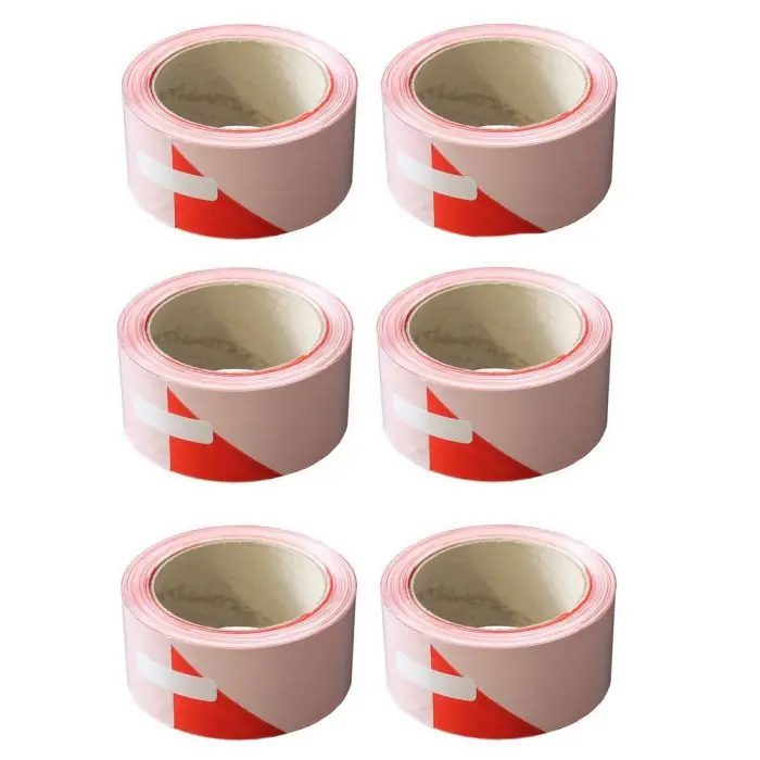Lot de 6 bandes de chantier 50 mm x 100 m - Rouge et Blanc - Soppec Meilleure Vente