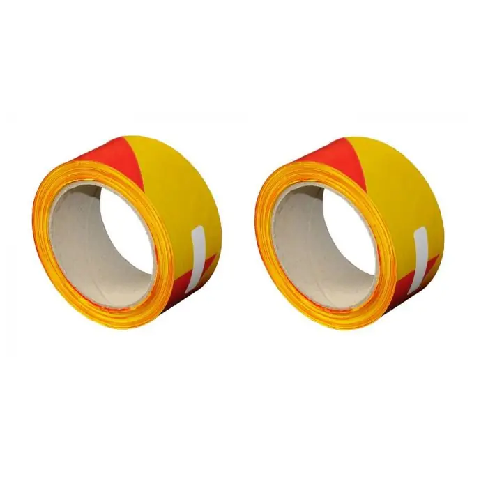 Lot de 2 bandes de chantier 50 mm x 100 m - Rouge et jaune - Soppec Quantité Limitée