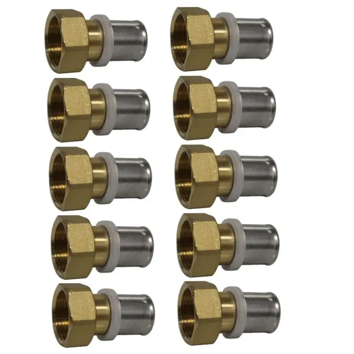 Prix Cassé Lot de 10 raccords multicouche à sertir femelle écrou libre (20/27) 3/4" - Ø20x2,0-MULTIPEX