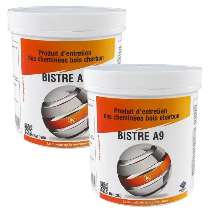 Lot 2 pots de 1kg BISTRE A9 - Produit entretien de cheminée Bois/Charbon - Progalva Expédié Aujourd'hui
