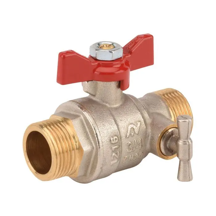 Meilleur Choix Vanne à sphère PN25 ACS Manette Papillon rouge Mâle/Mâle à purge 1" (26/34) passage standard - Sferaco