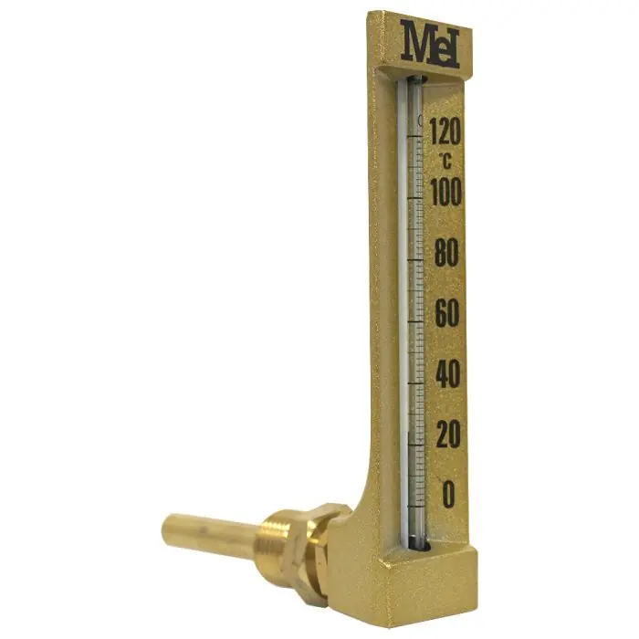 Thermomètre monobloc équerre 150 mm 1/2&Prime; (15/21) – 0 à 120° – Longueur de gaine 63 mm – pour chauffage et climatisation – Arcanaute Satisfait Ou Remboursé