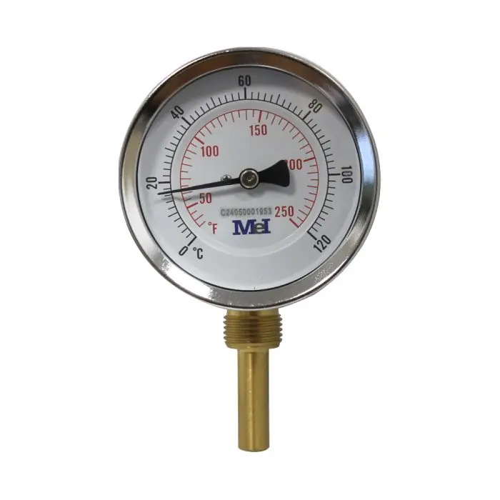 Thermomètre radial Ø80 – 0 à 120° – Longueur doigt de gant 50 mm – pour chauffage et réfrigération – Arcanaute Prix Bas