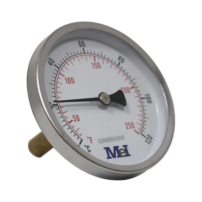 Thermomètre axial Ø80 - 0 à 120° - Longueur doigt de gant 50 mm - pour chauffage et réfrigération - Arcanaute Usine Directe