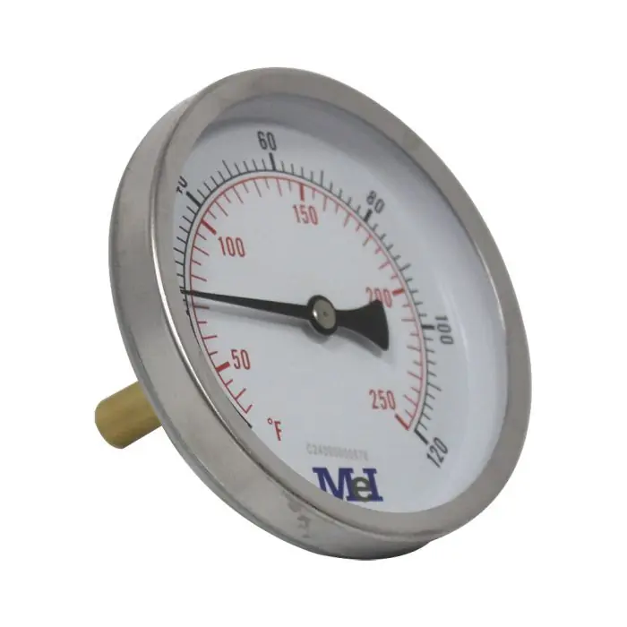 Haute Qualité Thermomètre axial Ø100 - 0 à 120° - Longueur doigt de gant 50 mm - pour chauffage et réfrigération - Arcanaute