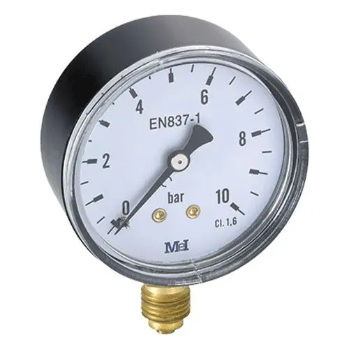 Promotion Manomètre Radial sec Mâle 1/4" (8/13) - Ø 50 mm - 0 à 10 bar - boîtier ABS - Arcanaute