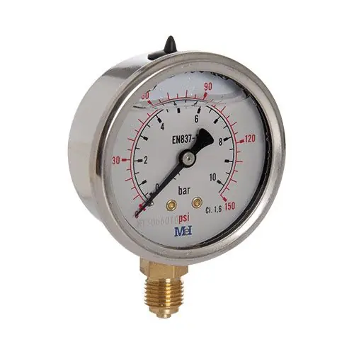 Soldes Manomètre Radial Glycérine Mâle 1/4&Prime; (8/13) – Ø63 mm – 0 à 2,5 bar – double échelle bar/psi – Arcanaute