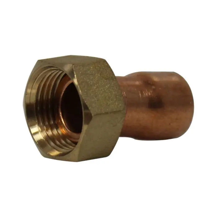 Petit Prix Raccord droit écrou prisonnier à joint plat - Femelle 3/8" (12/17) - Cuivre Ø12 - Arcanaute