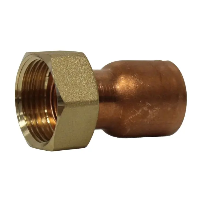 Raccord droit écrou prisonnier à joint plat - Femelle 3/4" (20/27) - Cuivre Ø22 - Arcanaute Quantité Limitée