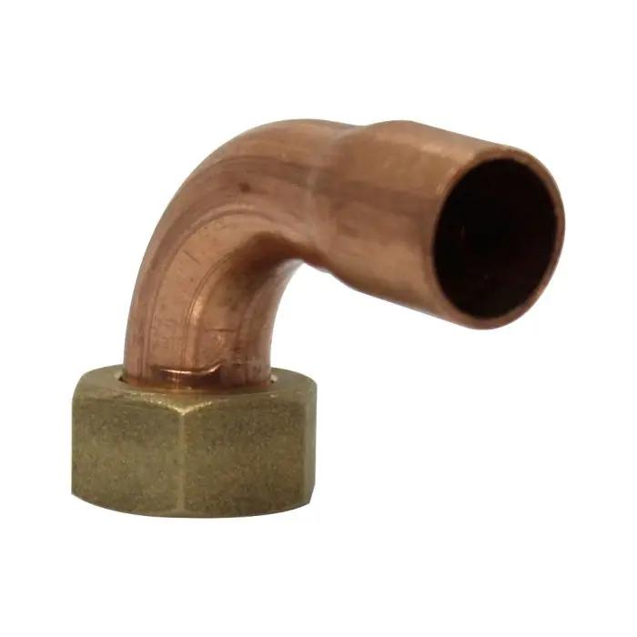 Offre Limitée Coude écrou prisonnier à joint plat - Femelle 3/8" (12/17) - Cuivre Ø12 - Arcanaute