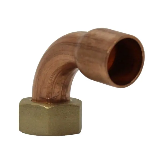 Coude écrou prisonnier à joint plat - Femelle 3/8" (12/17) - Cuivre Ø14 - Arcanaute Pas Cher