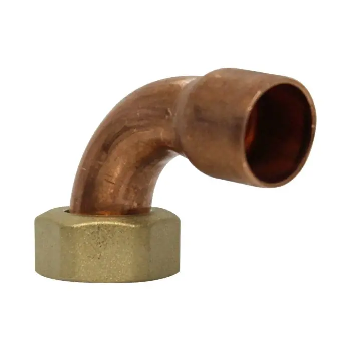 Nouvel Arrivage Coude écrou prisonnier à joint plat - Femelle 1/2" (15/21) - Cuivre Ø16 - Arcanaute